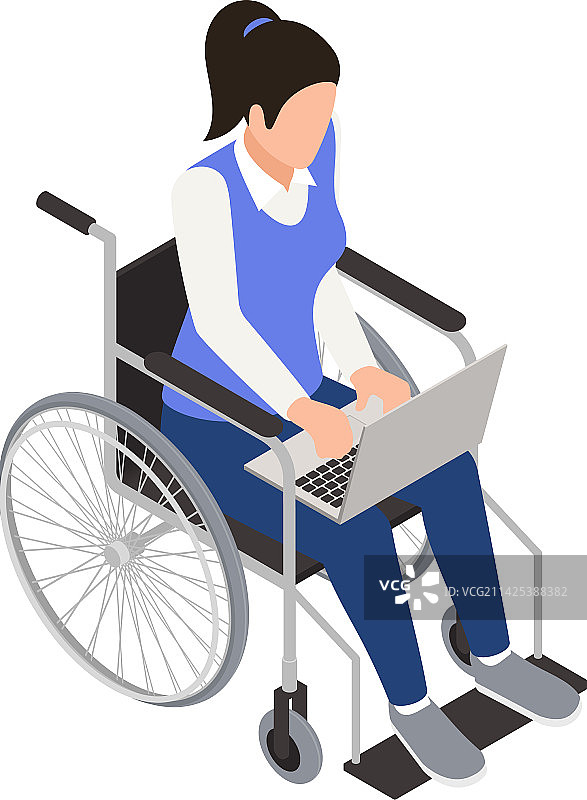 坐轮椅的女员工构图图片素材