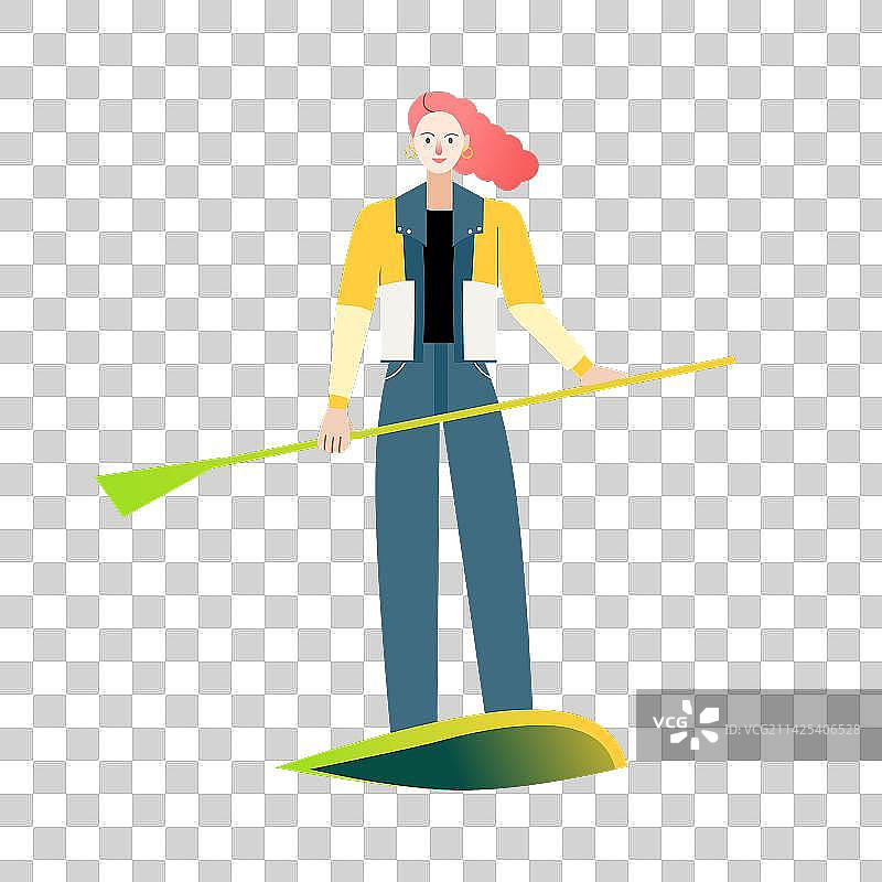 女生滑桨板免抠元素户外出游季图片素材