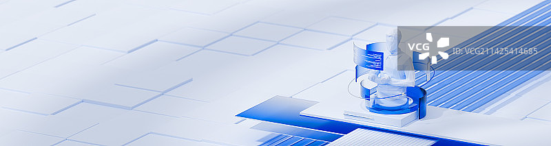 3D渲染蓝色科技风格人机交流概念banner插图图片素材