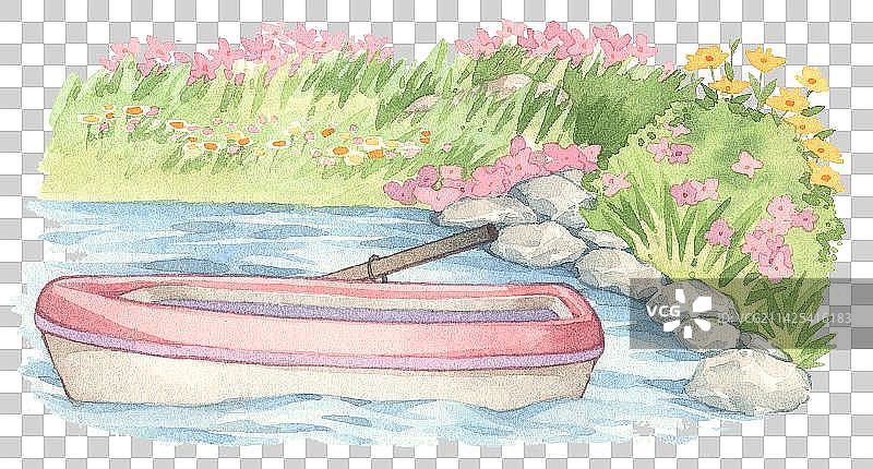 户外湖上小船郊游图片素材