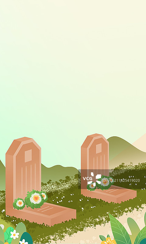 卡通手绘中国清明节扫墓插画图片素材