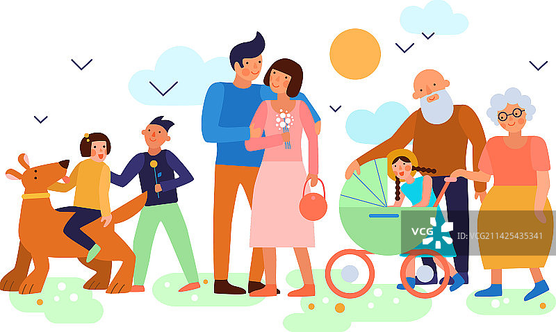 家庭四季之春季构成图片素材