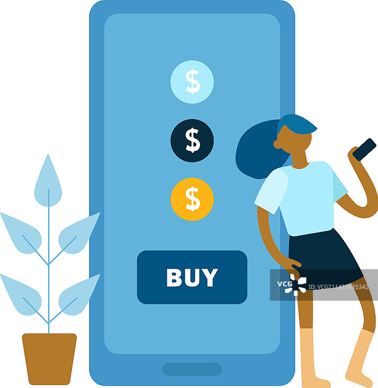 智能手机在线购物场景图片素材