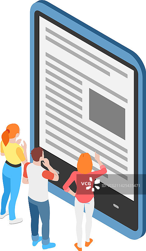 平板阅读等距组合图片素材