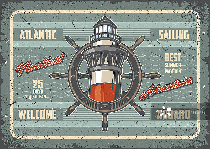 复古风格航海探险宣传单图片素材