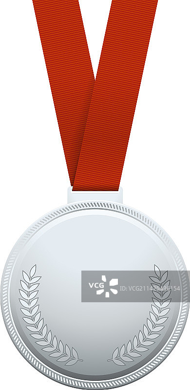 红色背景上的闪亮金属奖杯银牌模型图片素材