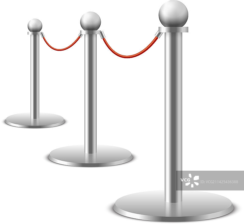 红色绳索隔离带，豪华天鹅绒绳贵宾通道图片素材