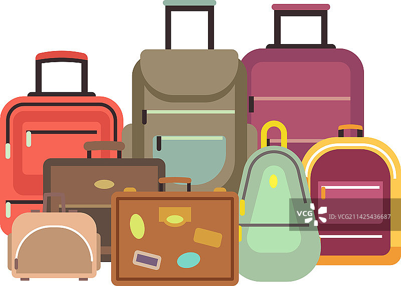 卡通旅行包行李堆图片素材