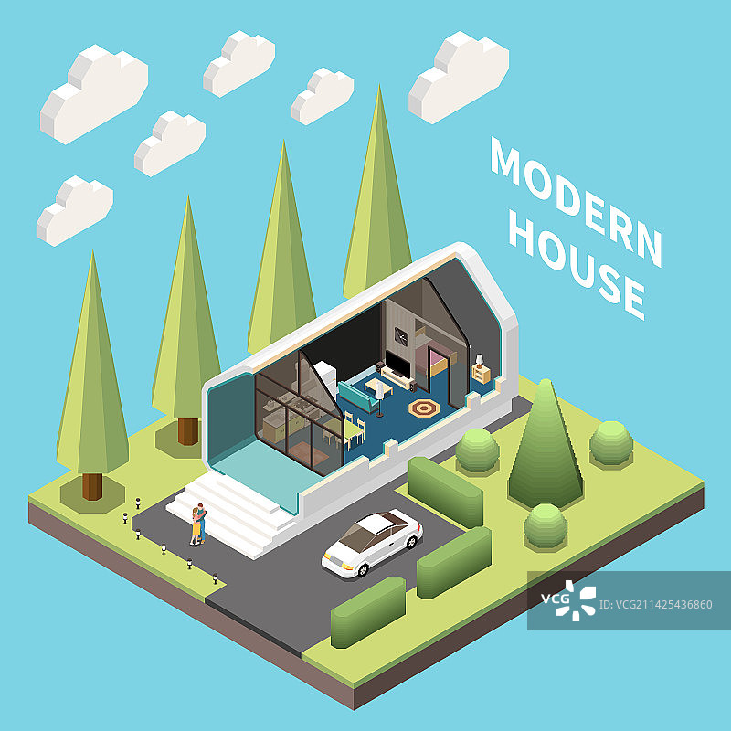 模块化框架建筑2.5D图片素材