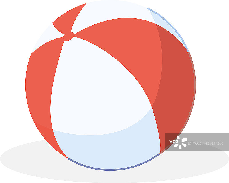 沙滩球卡通图标，白色红色充气玩具图片素材