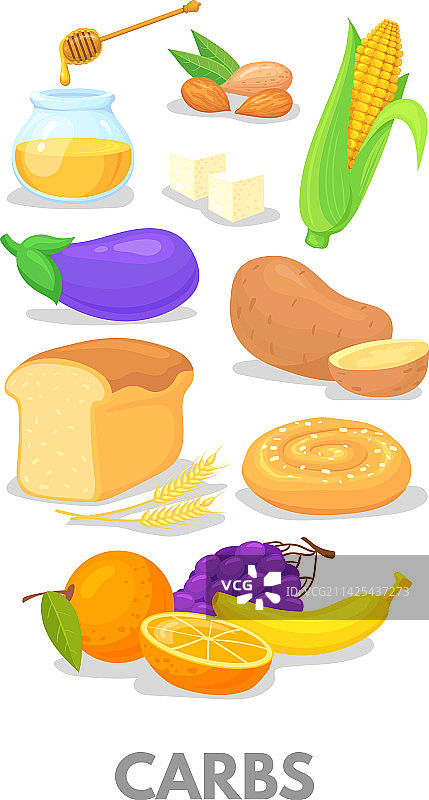 碳水化合物图卡通食物常量营养素健康图片素材