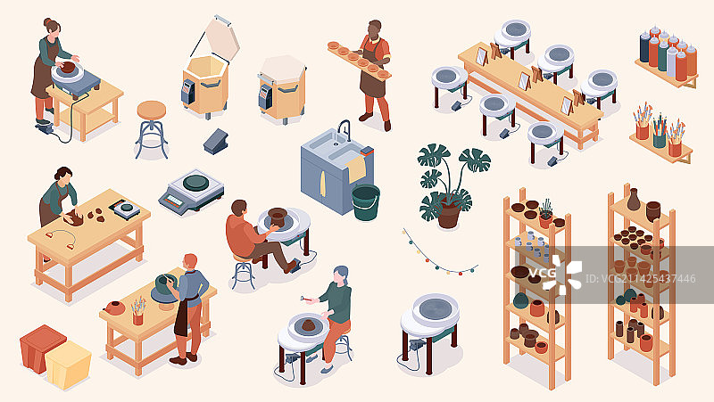 2.5D手工陶器图标集图片素材