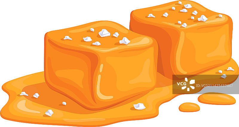 融化的甜味焦糖块卡通糖果图片素材