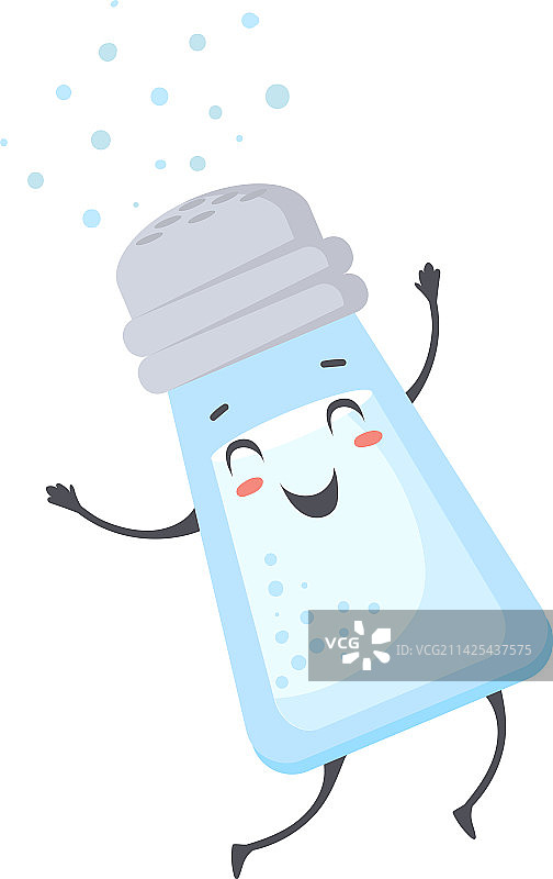 快乐微笑的玻璃调味品盐瓶吉祥物图片素材