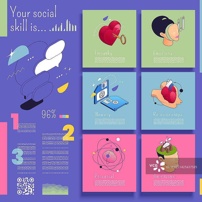 心理概念等距信息图图片素材
