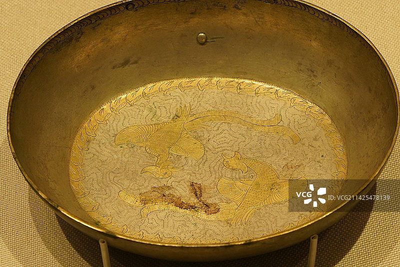 国家博物馆藏品 辽代 鎏金银椭圆形耳杯图片素材