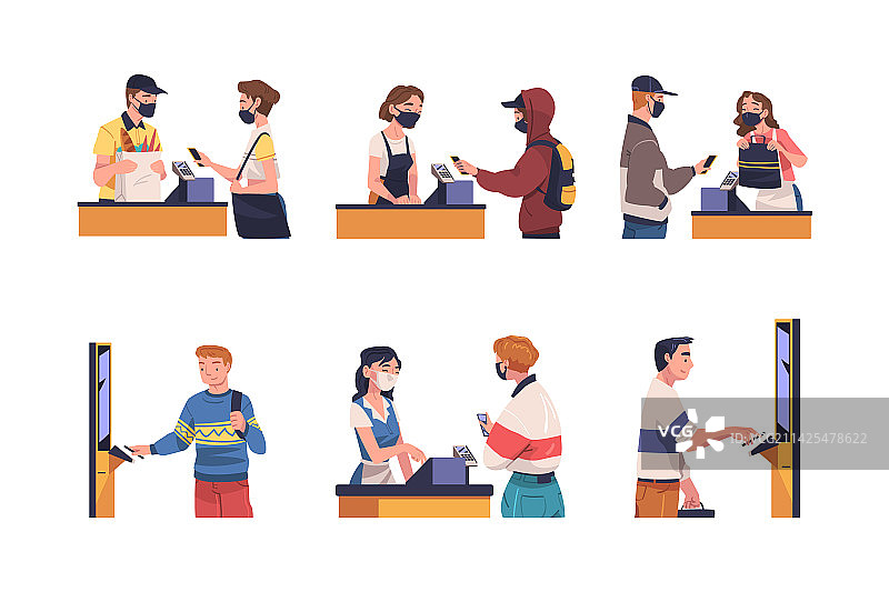 人物角色使用非接触式支付图片素材