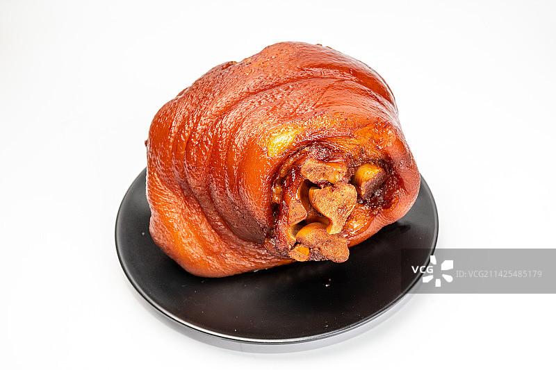 白色背景的金牌红烧肘子，餐饮美食，虎皮肘子图片素材