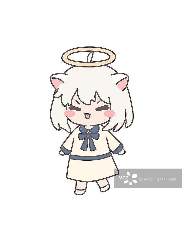 二次元卡通人物之白发猫娘图片素材