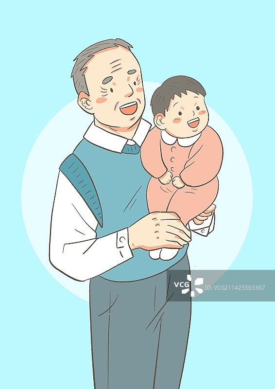 祖孙展望未来图片素材