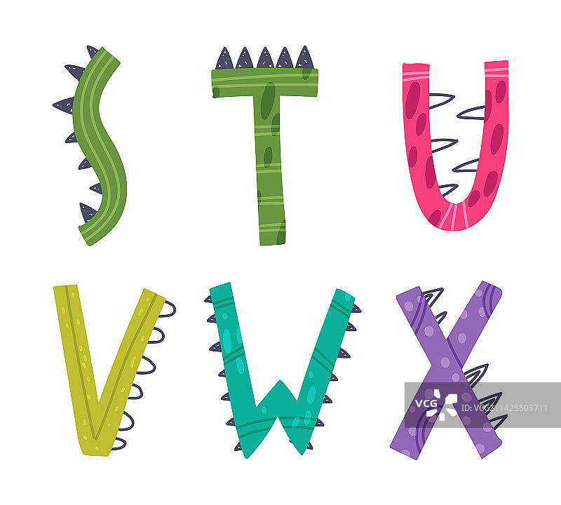 恐龙字母表大写字母，用于基础教育图片素材