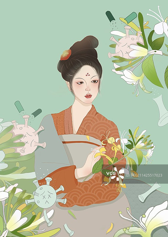 原创国风插画壁纸背景图图片素材