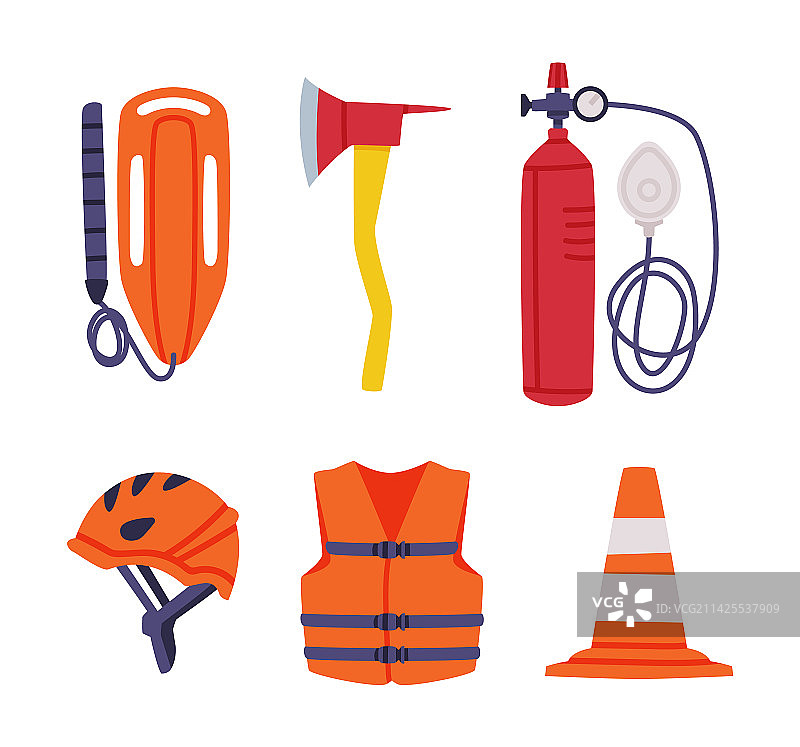 带头盔和防护服的紧急设备图片素材