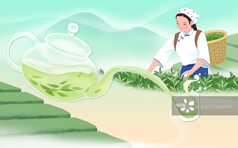 茶文化插画图片素材