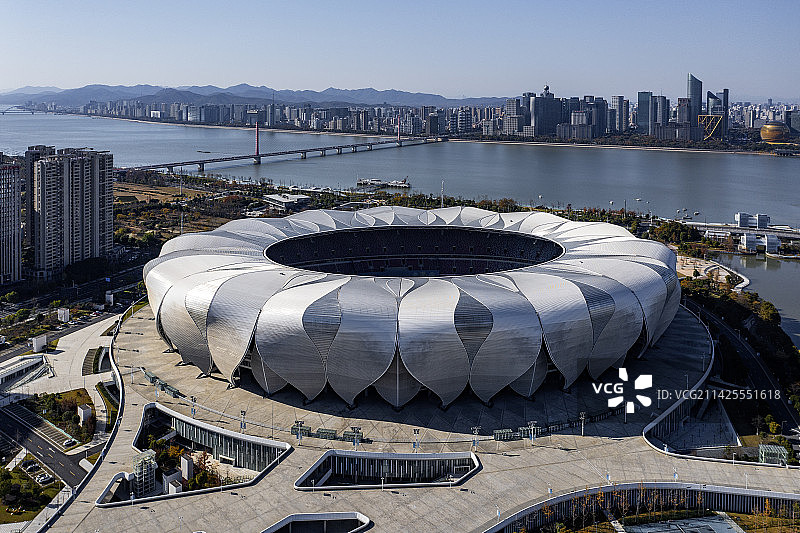 杭州奥体中心城市天际线图片素材