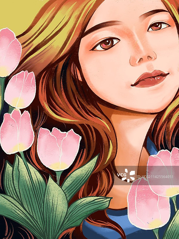 少女与花图片素材