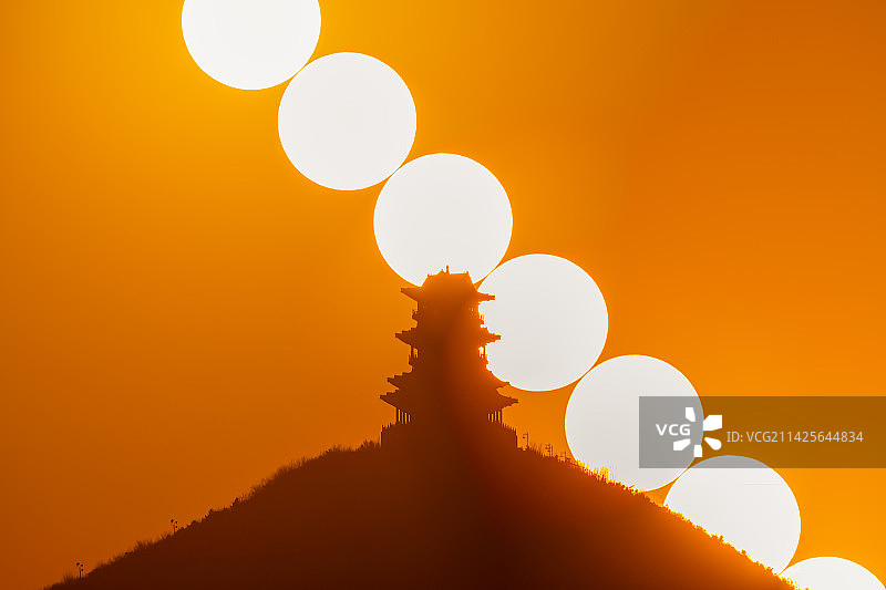 北京定都阁日落图片素材