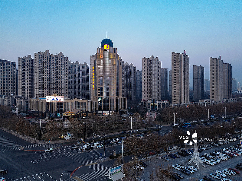 德州市 澳德乐时代广场 康博公馆 东风东路 地标 航拍 夜景 德城区图片素材