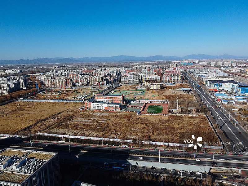 顺义区  地标 航拍 北京市 顺白路 国泰 卧龙公园图片素材