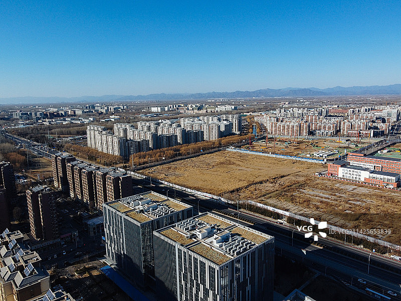 顺义区  地标 航拍 北京市 顺白路 国泰 卧龙公园图片素材