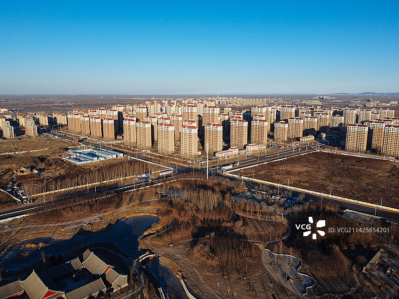 天津 广济寺 宝坻区 地标 航拍 海滨街道图片素材
