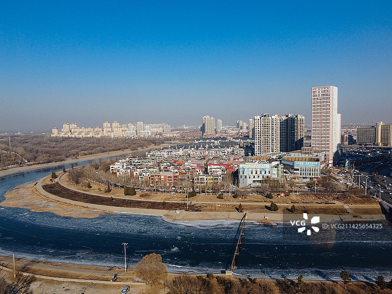 天津 北辰区 北辰公园 地标 航拍 北辰医院 北仓镇图片素材
