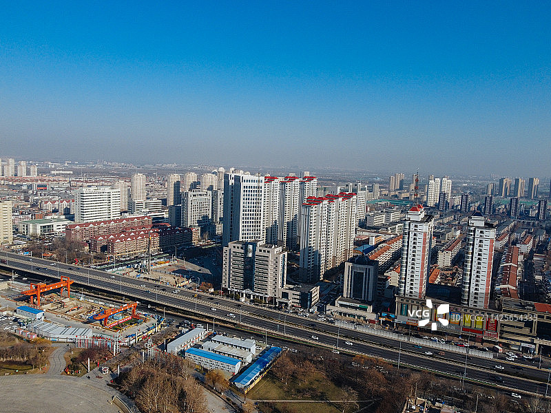 天津 北辰区 北辰公园 地标 航拍 北辰医院 北仓镇图片素材