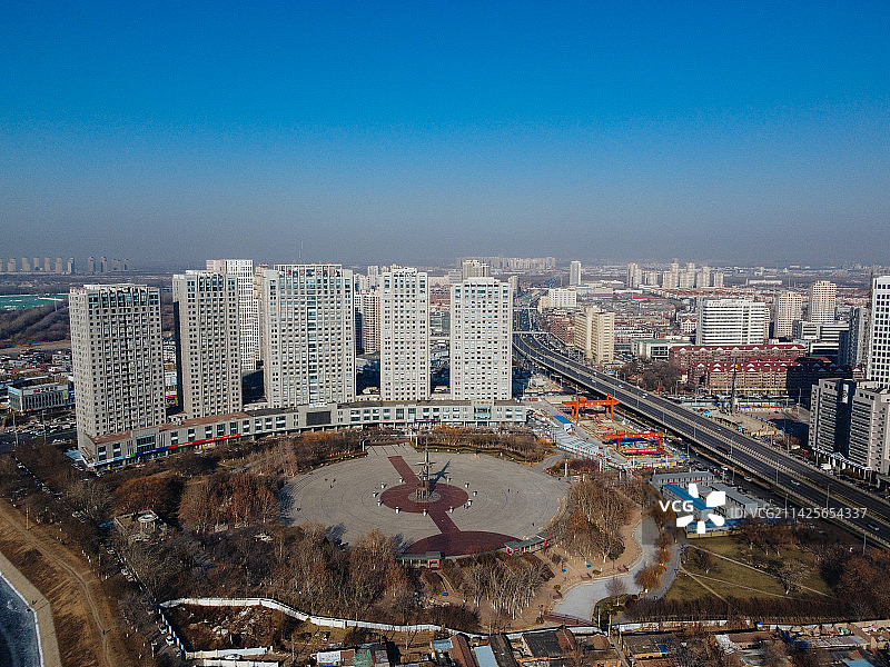 天津 北辰区 北辰公园 地标 航拍 北辰医院 北仓镇图片素材