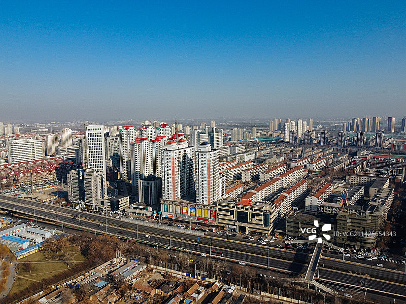 天津 北辰区 北辰公园 地标 航拍 北辰医院 北仓镇图片素材
