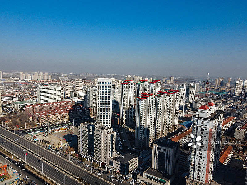 天津 北辰区 北辰公园 地标 航拍 北辰医院 北仓镇图片素材