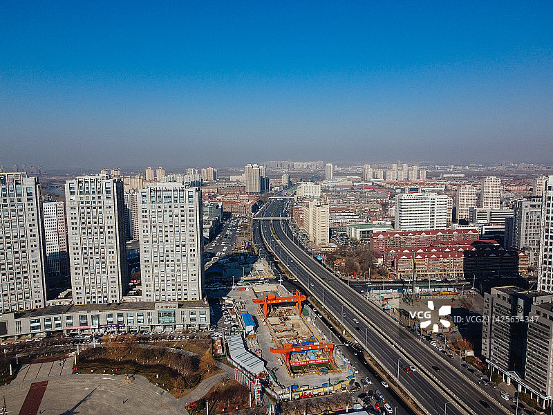 天津 北辰区 北辰公园 地标 航拍 北辰医院 北仓镇图片素材