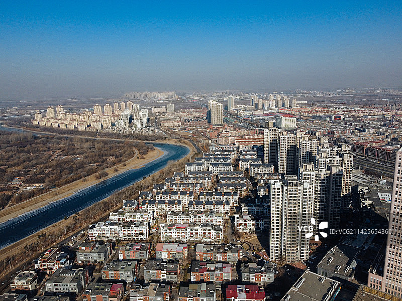 天津 北辰区 北辰公园 地标 航拍 北辰医院 北仓镇图片素材