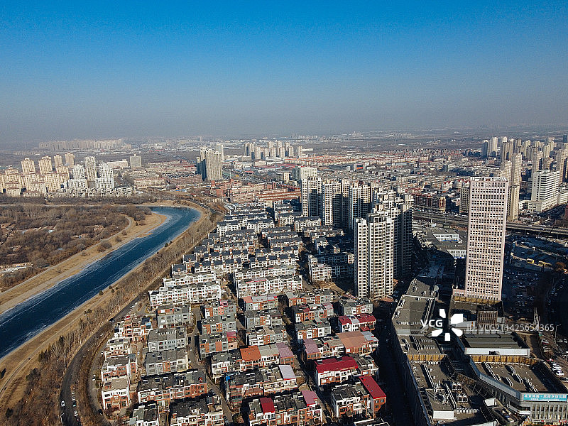天津 北辰区 北辰公园 地标 航拍 北辰医院 北仓镇图片素材