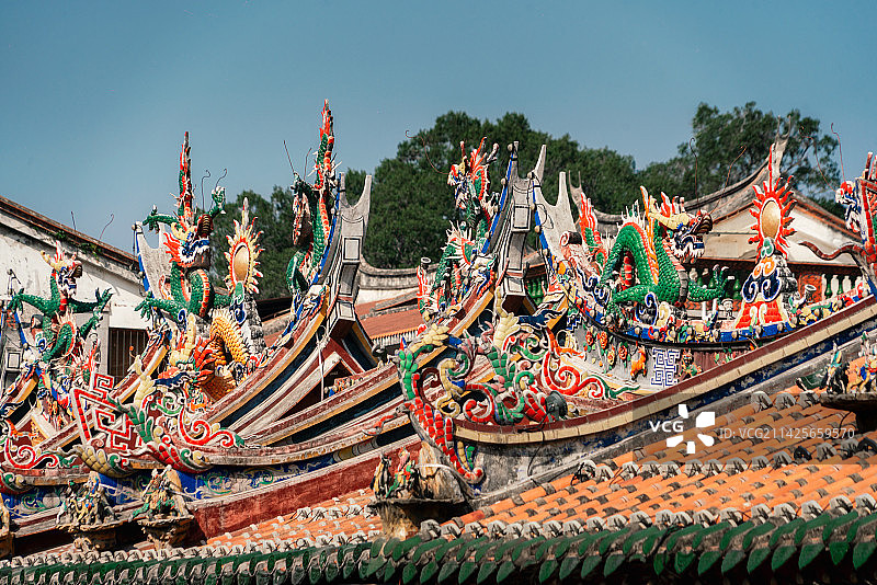 泉州通淮关岳庙屋顶雕刻精美绝伦图片素材