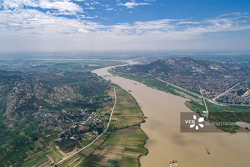 安徽蚌埠怀远县城区与淮河航拍图片素材