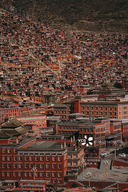 色达红房子图片素材