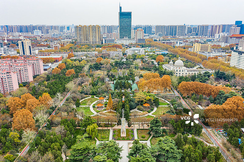 航拍郑州碧沙岗公园冬日风光图片素材