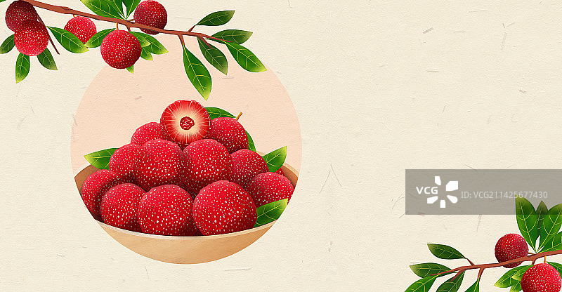 国风水果杨梅插画海报图片素材