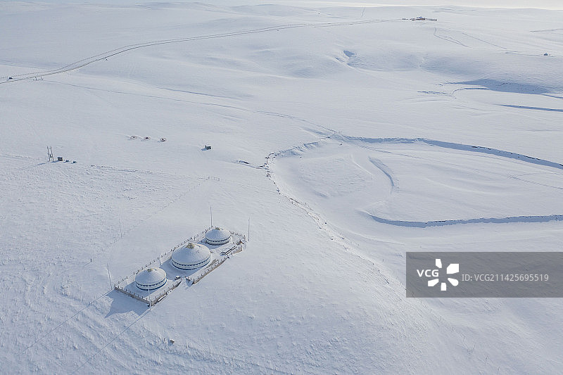 冬日里呼伦贝尔大雪原上的莫日格勒河图片素材