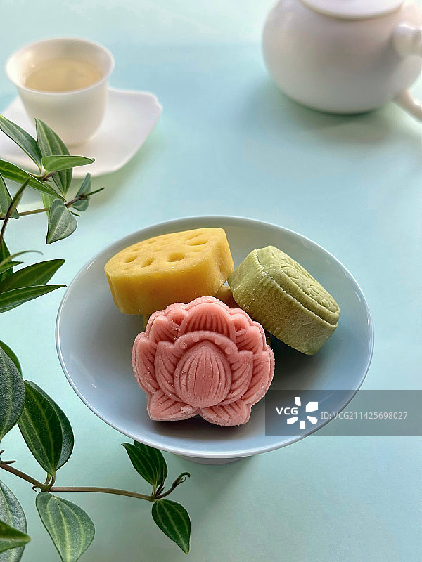 绿豆糕 江南点心 传统中式茶点 荷花菓子图片素材